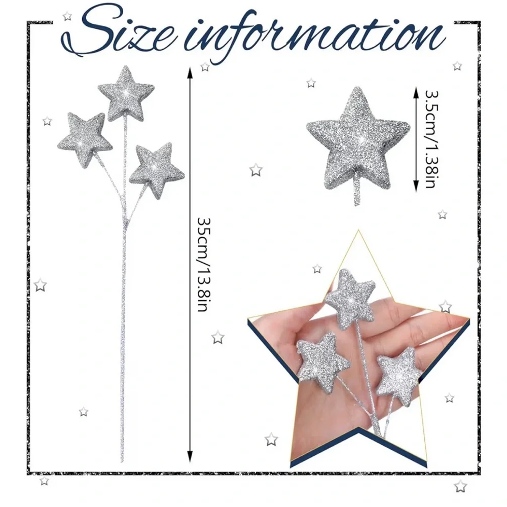 Silver Star Party Decoration Sticks - 6